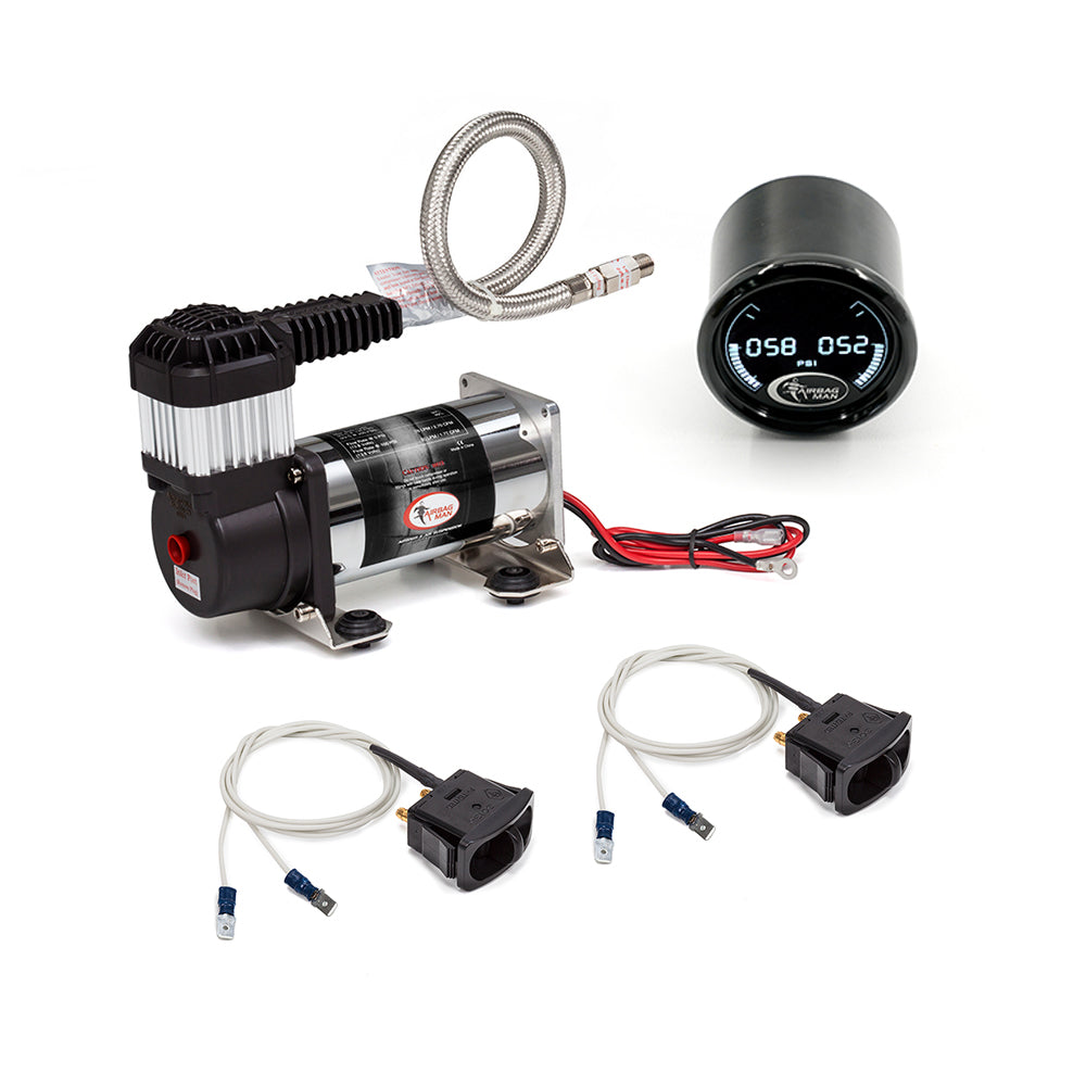 AC3002D - Dual Electric Paddle Air Control Kit with Heavy Duty Compressor & Digital Gauge (No Air Tank)