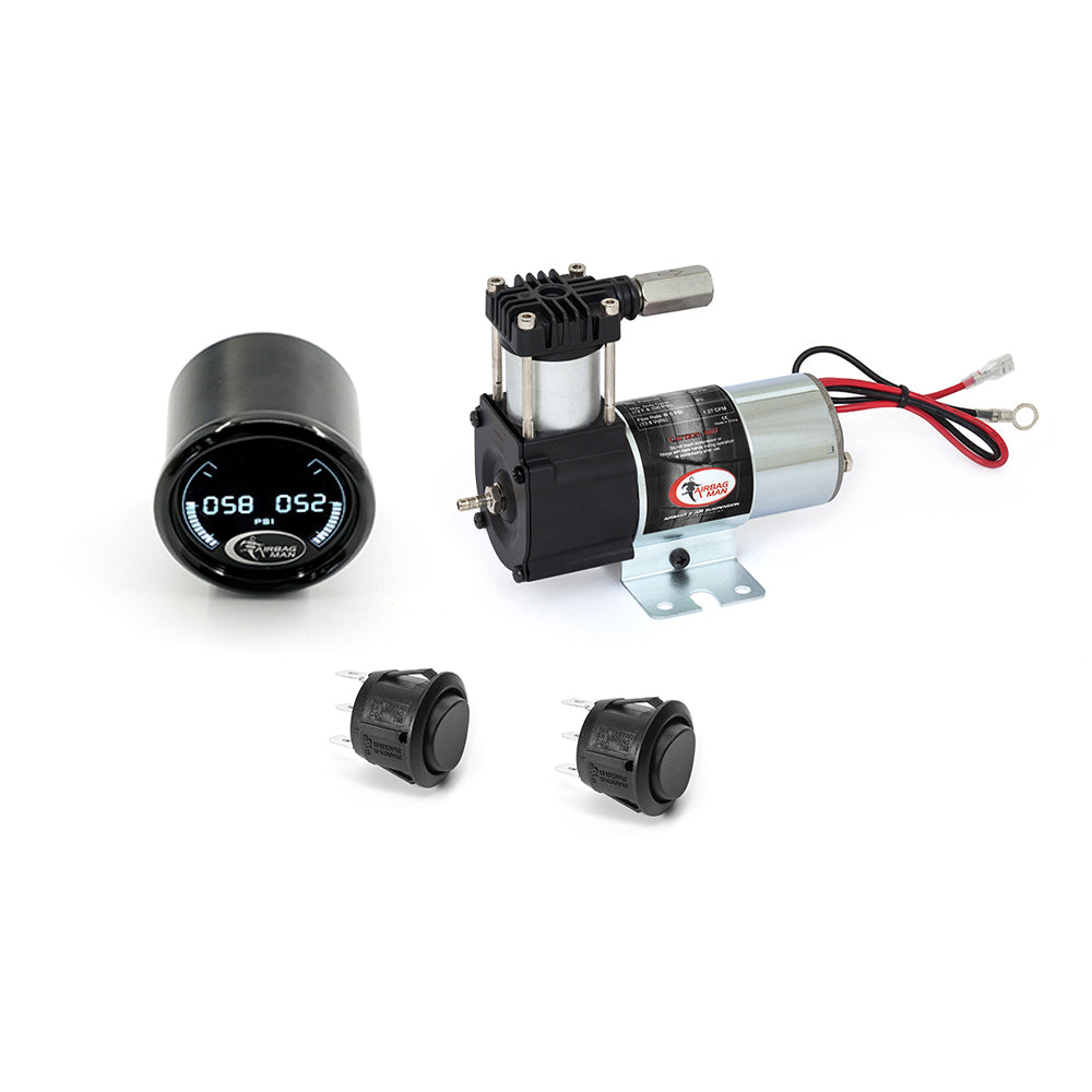 AC3003D - Dual Rocker Air Control Kit with Light Duty Compressor & Digital Gauge
